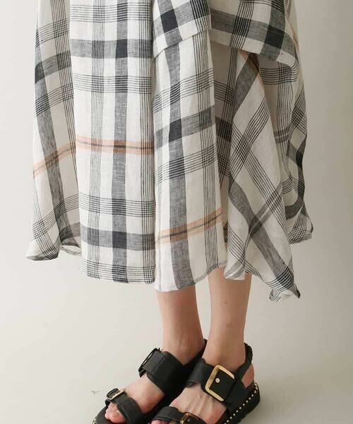 HIROKO KOSHINO / ヒロココシノ ロング・マキシ丈スカート | 先染めチェックリネンスカート /日本製 | 詳細5