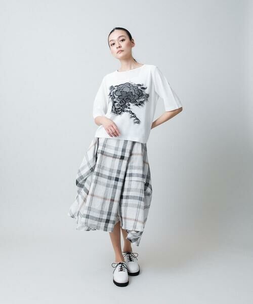 HIROKO KOSHINO / ヒロココシノ ロング・マキシ丈スカート | 先染めチェックリネンスカート /日本製 | 詳細8