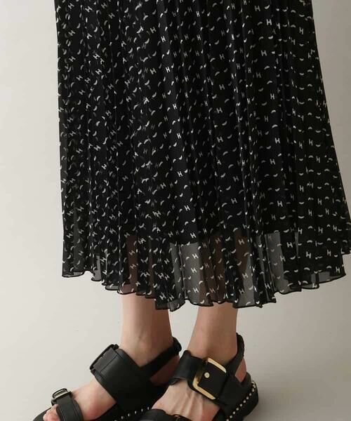 HIROKO KOSHINO / ヒロココシノ ロング・マキシ丈スカート | 楊柳シフォンロゴプリーツスカート /日本製/洗える | 詳細5