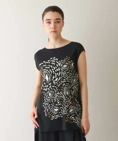 HIROKO KOSHINO / ヒロココシノ アシンメトリーヘム絵画プリントプルオーバー /日本製/洗える セール】 アシンメトリーヘム絵画プリントプルオーバー /日本製