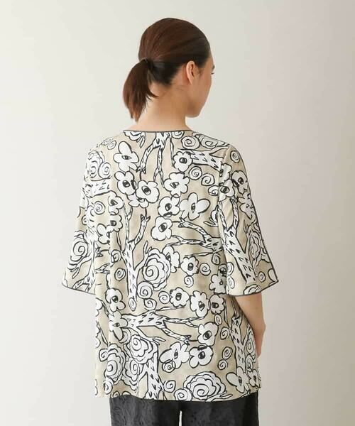 HIROKO KOSHINO / ヒロココシノ カットソー | フラワーツリーフレアスリーブカットソー /日本製/洗える | 詳細2