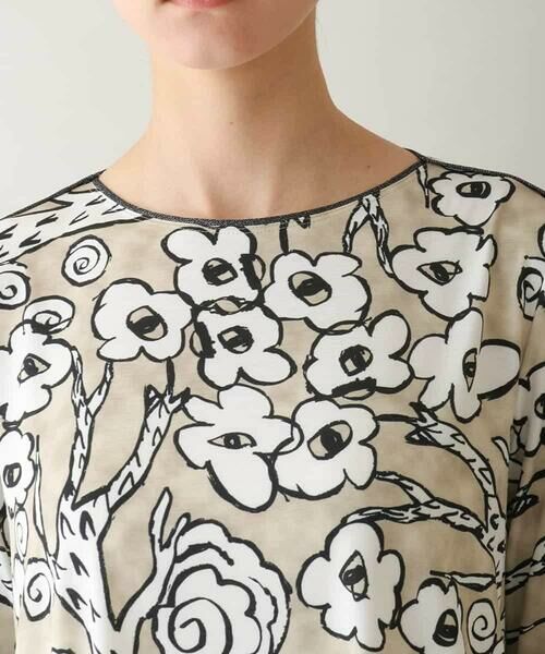 HIROKO KOSHINO / ヒロココシノ カットソー | フラワーツリーフレアスリーブカットソー /日本製/洗える | 詳細3