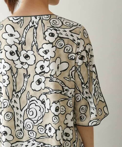 HIROKO KOSHINO / ヒロココシノ カットソー | フラワーツリーフレアスリーブカットソー /日本製/洗える | 詳細4