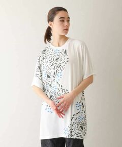 セール】 【洗える/日本製】墨絵プリントチュニックTシャツ