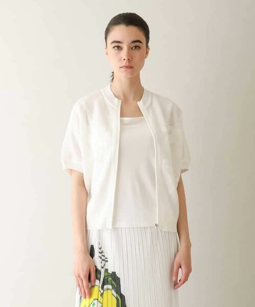 HIROKO KOSHINO / ヒロココシノ カーディガン・ボレロ | 立体ジャカードジップアップカーディガン /日本製 | 詳細1