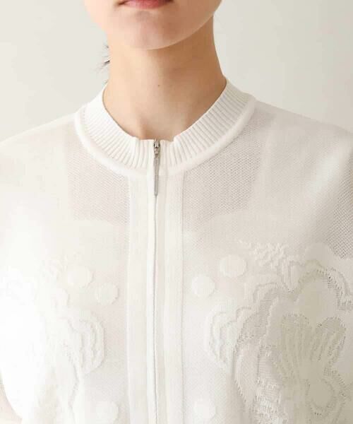 HIROKO KOSHINO / ヒロココシノ カーディガン・ボレロ | 立体ジャカードジップアップカーディガン /日本製 | 詳細4