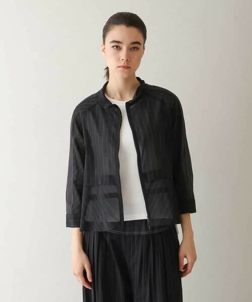 HIROKO KOSHINO / ヒロココシノ シャツ・ブラウス | ジップアップオーガンジーブラウス/洗える | 詳細1
