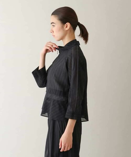 HIROKO KOSHINO / ヒロココシノ シャツ・ブラウス | ジップアップオーガンジーブラウス/洗える | 詳細2