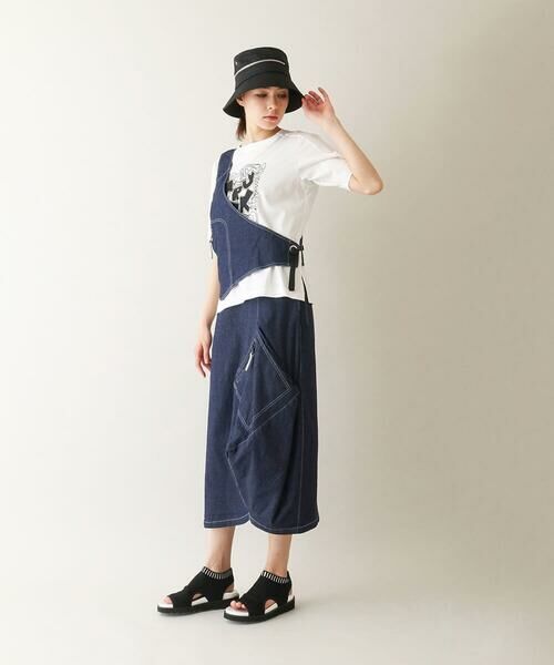 HIROKO KOSHINO / ヒロココシノ ベスト | ストレッチデニムワンショルダーベスト/洗える | 詳細8