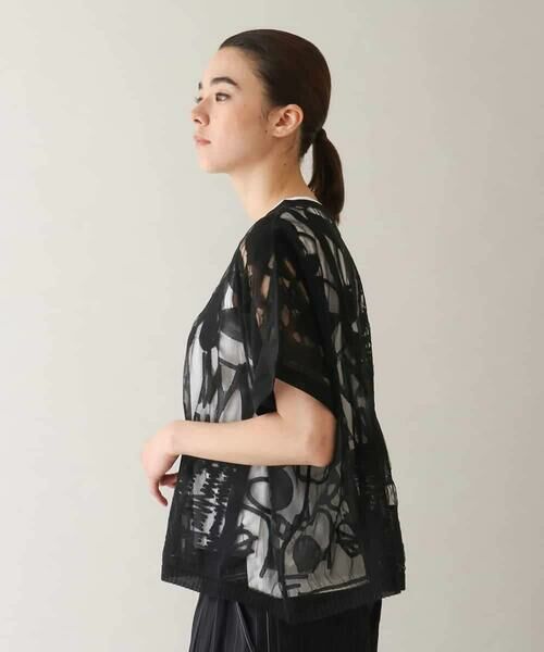 HIROKO KOSHINO / ヒロココシノ カットソー | 幾何柄シアープルオーバー/洗える | 詳細1