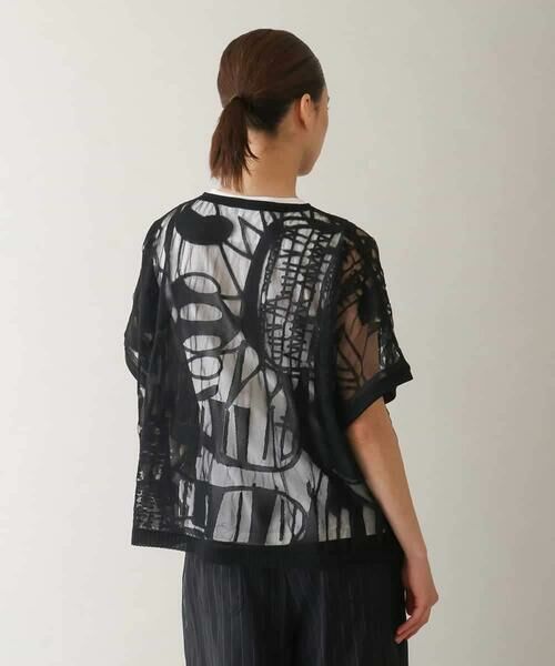 HIROKO KOSHINO / ヒロココシノ カットソー | 幾何柄シアープルオーバー/洗える | 詳細2