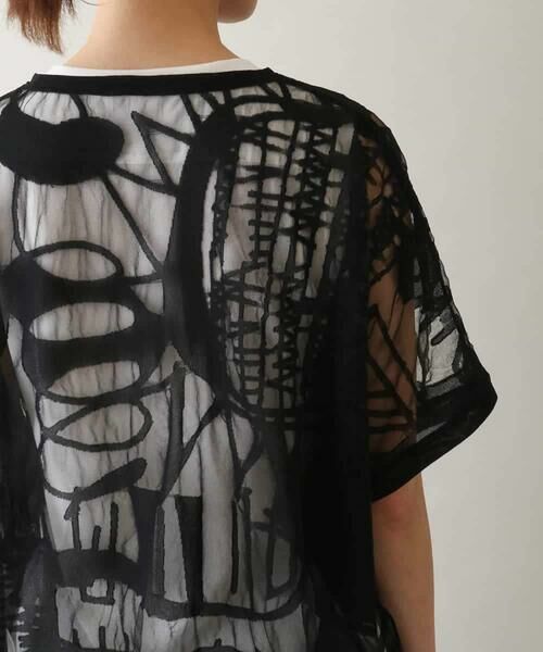 HIROKO KOSHINO / ヒロココシノ カットソー | 幾何柄シアープルオーバー/洗える | 詳細4