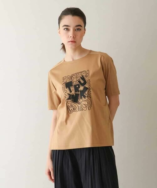 ネコモチーフロゴ刺繍カットソー /日本製/洗える （カットソー