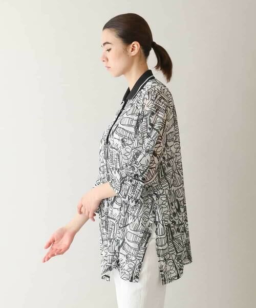 HIROKO KOSHINO / ヒロココシノ チュニック | 幾何柄プリントポロチュニック /洗える | 詳細1