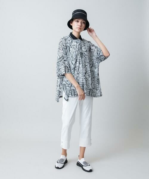HIROKO KOSHINO / ヒロココシノ チュニック | 幾何柄プリントポロチュニック /洗える | 詳細8