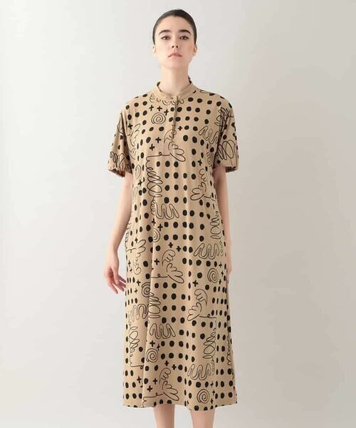 HIROKO KOSHINO / ヒロココシノ ロング・マキシ丈ワンピース | 幾何ドット柄プリントワンピース/日本製/洗濯機で洗える | 詳細1