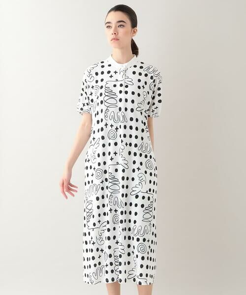 HIROKO KOSHINO / ヒロココシノ ロング・マキシ丈ワンピース | 幾何ドット柄プリントワンピース/日本製/洗濯機で洗える | 詳細2
