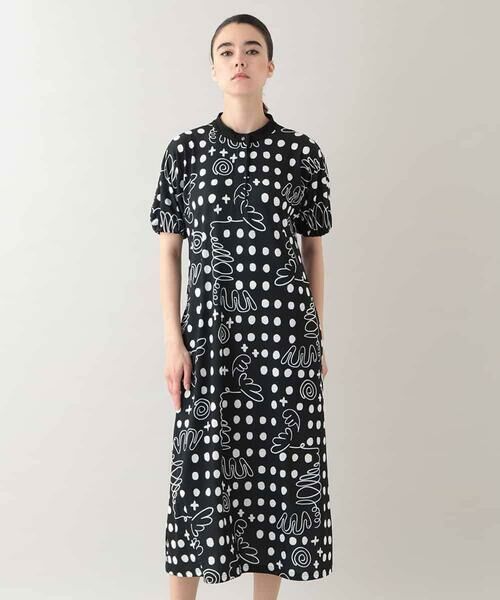 HIROKO KOSHINO / ヒロココシノ ロング・マキシ丈ワンピース | 幾何ドット柄プリントワンピース/日本製/洗濯機で洗える | 詳細4