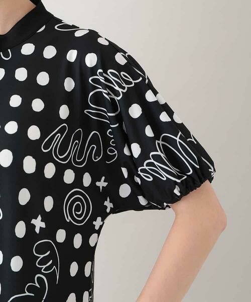 HIROKO KOSHINO / ヒロココシノ ロング・マキシ丈ワンピース | 幾何ドット柄プリントワンピース/日本製/洗濯機で洗える | 詳細9