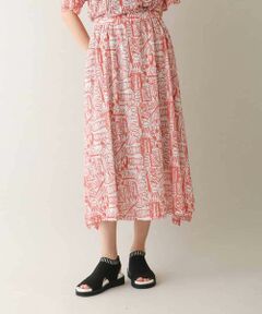 HIROKO KOSHINO / ヒロココシノ ロング・マキシ丈スカート | 幾何柄プリントフレアスカート/洗える