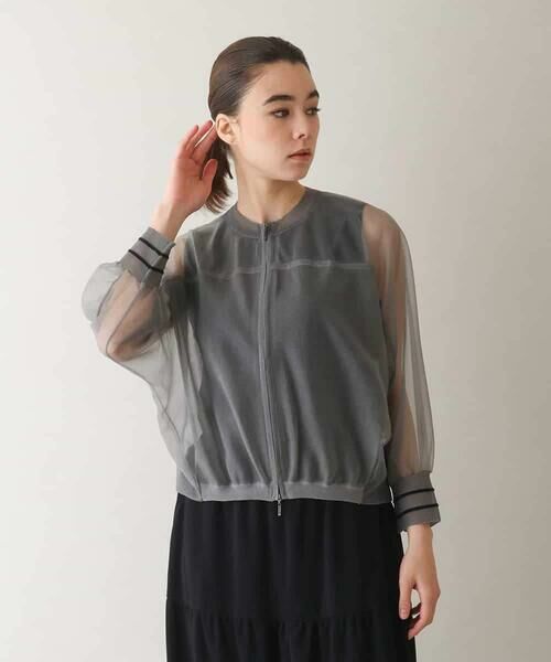 HIROKO KOSHINO / ヒロココシノ その他アウター | シアーニットジップブルゾン/洗える | 詳細1