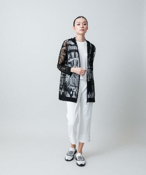 HIROKO KOSHINO / ヒロココシノ パーカー | 幾何柄シアーロングパーカー/日本製/洗える | 詳細11
