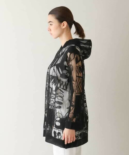 HIROKO KOSHINO / ヒロココシノ パーカー | 幾何柄シアーロングパーカー/日本製/洗える | 詳細2