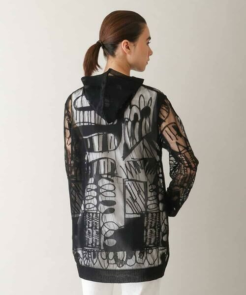 HIROKO KOSHINO / ヒロココシノ パーカー | 幾何柄シアーロングパーカー/日本製/洗える | 詳細3