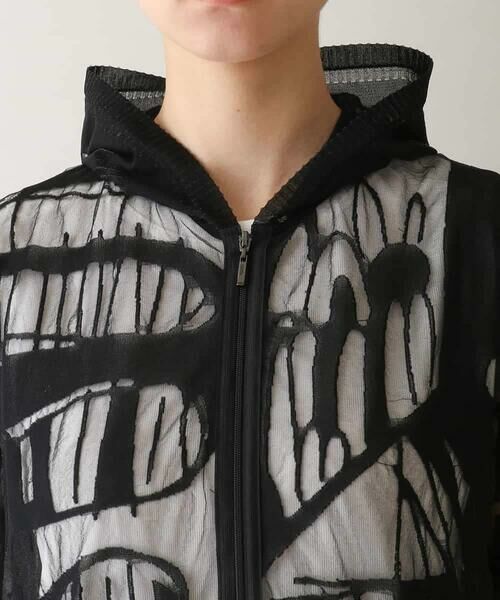 HIROKO KOSHINO / ヒロココシノ パーカー | 幾何柄シアーロングパーカー/日本製/洗える | 詳細4