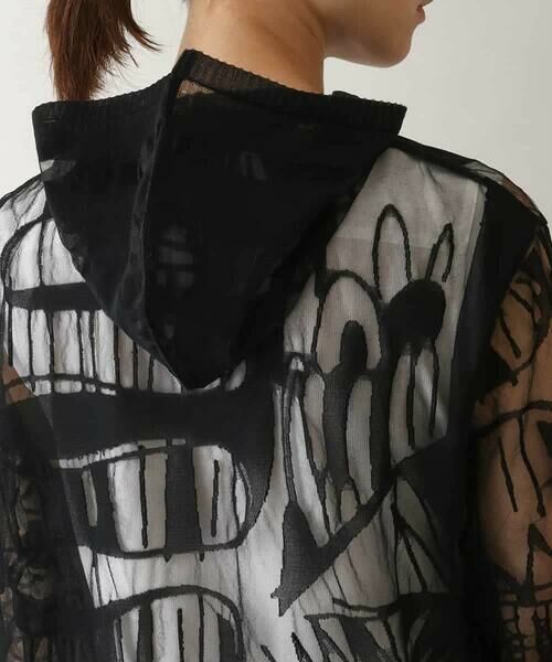 HIROKO KOSHINO / ヒロココシノ パーカー | 幾何柄シアーロングパーカー/日本製/洗える | 詳細5