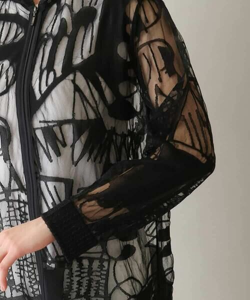 HIROKO KOSHINO / ヒロココシノ パーカー | 幾何柄シアーロングパーカー/日本製/洗える | 詳細6