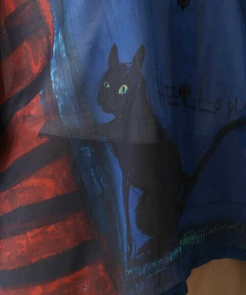 HIROKO KOSHINO / ヒロココシノ シャツ・ブラウス | ネコモチーフアートプリントシャツ/日本製/洗える | 詳細10