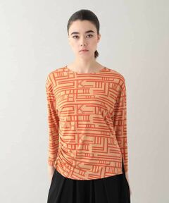 HIROKO KOSHINO / ヒロココシノ カットソー | 幾何プリントシャーリングデザインカットソー /日本製/洗える