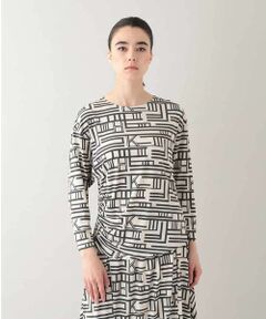HIROKO KOSHINO / ヒロココシノ カットソー | 幾何プリントシャーリングデザインカットソー /日本製/洗える