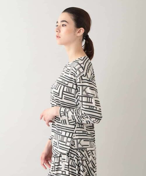 HIROKO KOSHINO / ヒロココシノ カットソー | 幾何プリントシャーリングデザインカットソー /日本製/洗える | 詳細1