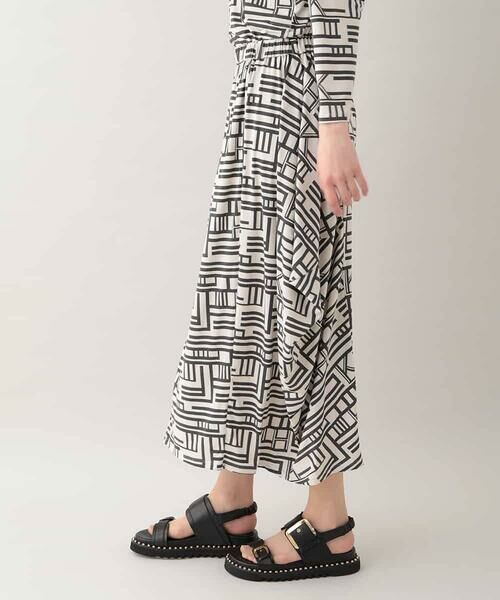 HIROKO KOSHINO / ヒロココシノ ロング・マキシ丈スカート | 幾何プリント立体ドレープスカート /日本製/洗える | 詳細1