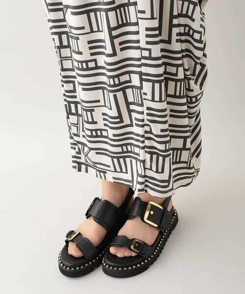 HIROKO KOSHINO / ヒロココシノ ロング・マキシ丈スカート | 幾何プリント立体ドレープスカート /日本製/洗える | 詳細5