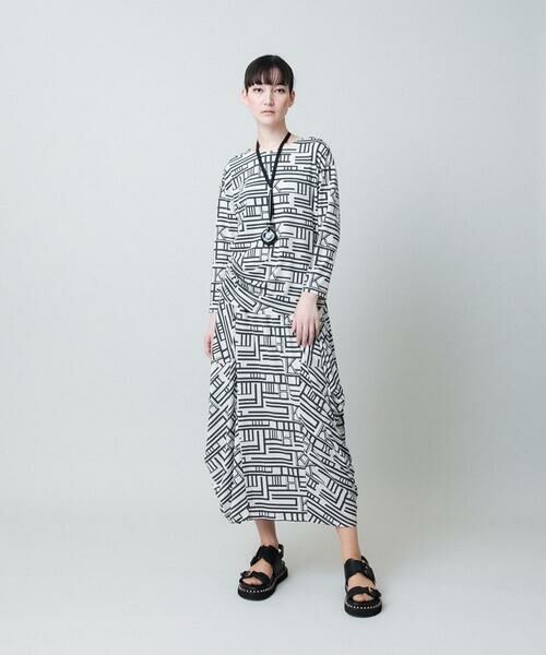 HIROKO KOSHINO / ヒロココシノ ロング・マキシ丈スカート | 幾何プリント立体ドレープスカート /日本製/洗える | 詳細8