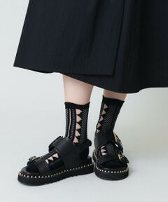 セール】 ボーダー柄シースルーソックス/日本製 /洗濯機で洗える