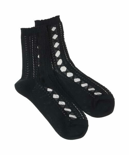 HIROKO KOSHINO / ヒロココシノ その他小物 | ジオメトリックジャカードソックス/日本製/洗濯機で洗える | 詳細1