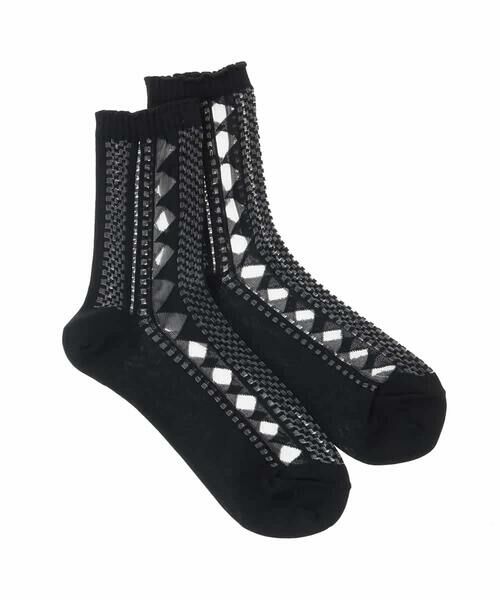 HIROKO KOSHINO / ヒロココシノ その他小物 | ジオメトリックジャカードソックス/日本製/洗濯機で洗える | 詳細2