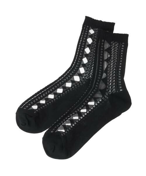 HIROKO KOSHINO / ヒロココシノ その他小物 | ジオメトリックジャカードソックス/日本製/洗濯機で洗える | 詳細3