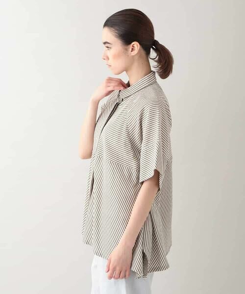 HIROKO KOSHINO / ヒロココシノ シャツ・ブラウス | ストライプAラインブラウス /洗える | 詳細2