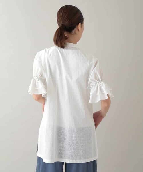 HIROKO KOSHINO / ヒロココシノ シャツ・ブラウス | ロゴプリントボリュームスリーブブラウス /洗える | 詳細3