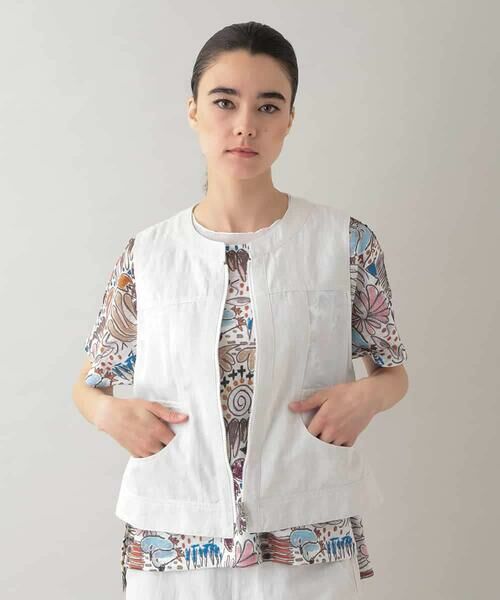 HIROKO KOSHINO / ヒロココシノ ベスト | ライトデニムメッシュジョイントベスト /洗える | 詳細1