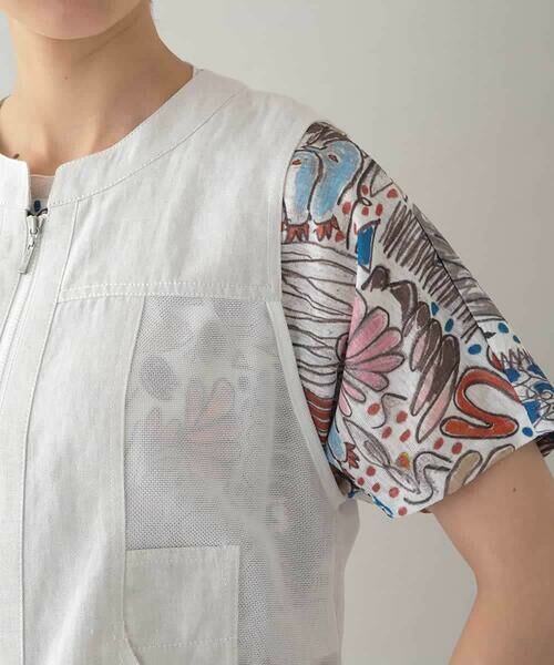 HIROKO KOSHINO / ヒロココシノ ベスト | ライトデニムメッシュジョイントベスト /洗える | 詳細6