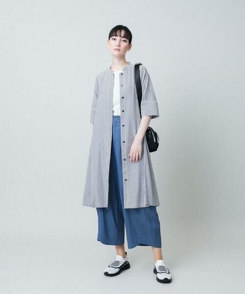 HIROKO KOSHINO / ヒロココシノ シャツ・ブラウス | ストライプAラインロングブラウス/洗える | 詳細12