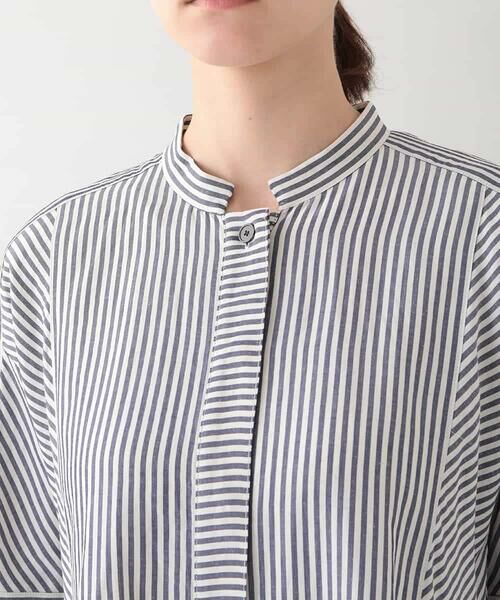 HIROKO KOSHINO / ヒロココシノ シャツ・ブラウス | ストライプAラインロングブラウス/洗える | 詳細4