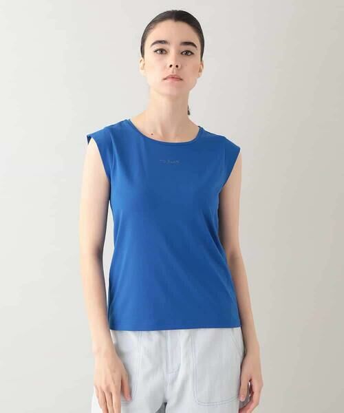 HIROKO KOSHINO/ヒロココシノ グリッターロゴカットソー /日本製/洗える ブルー M HIROKO KOSHINO/ヒロココシノ グリッターロゴカットソー /日本製/洗える ブルー M