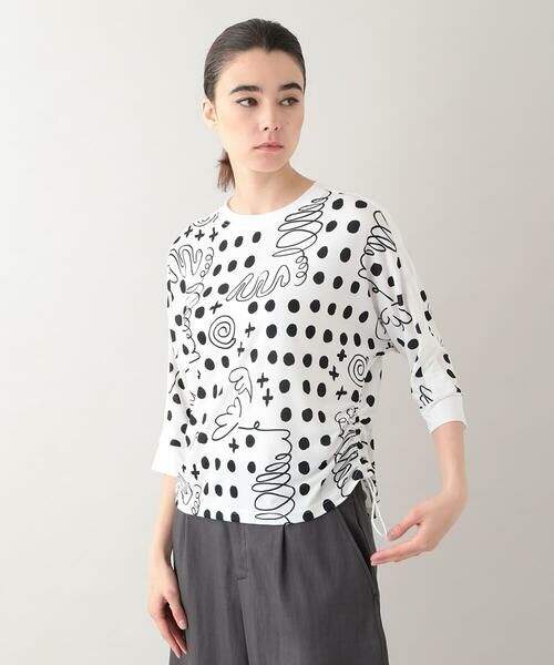 HIROKO KOSHINO / ヒロココシノ カットソー | 幾何ドット柄ドロストアレンジカットソー /日本製/洗濯機で洗える | 詳細1